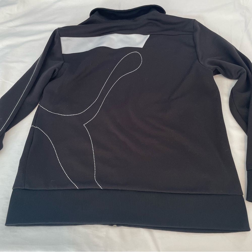 Puma Black Full Zip Embroidered Sweatshirt with White Accents Women’s Medium - Picture 5 of 6